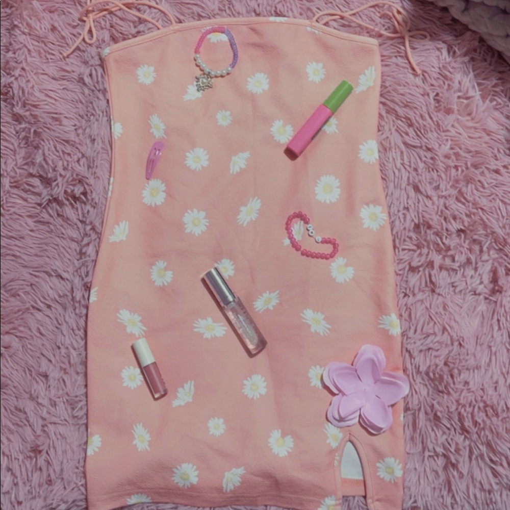 Flower daisy kawaii pink dress aesthetic preppy